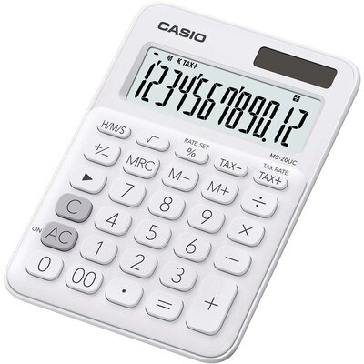 Casio MS-20UC Asztali számítógép Fehér Kijelző (számjegy): 12 Napenergiával üzemeltetett, Elemekről üzemeltetett (Sz x Ma x Mé) 105 x 23 x 149.5 mm