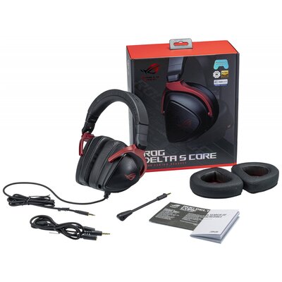 Asus Delta S Core Gamer Over Ear headset Vezetékes 7.1 Surround Fekete Mikrofon némítás, Összehajtható