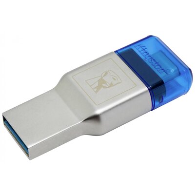 Kingston MobileLite DUO 3C USB3.1+TypeC microSDHC Külső memóriakártya olvasó USB 3.2 (1. generáció) (USB 3.0) Kék, Ezüst