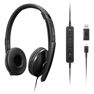 Lenovo Gen 2 On Ear headset Vezetékes Fekete mikrofon zajelnyomás