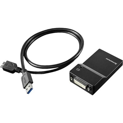 Lenovo 0B47072 USB 3.0 / DVI Átalakító [1x USB, DVI alj, 24+5 pólusú - 1x VGA alj] Fekete