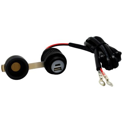 Albrecht Motorcycle Duo USB A+C aljzat QC3.0 12-24 volt Terhelhetőség max.=2 A Dupla USB aljzat motorra szereléshez 12 V