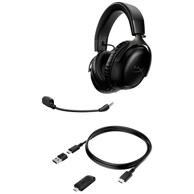 HyperX Cloud III WL BLK GAM HS Gamer Over Ear headset Rádiójel vezérlésű Stereo Fekete