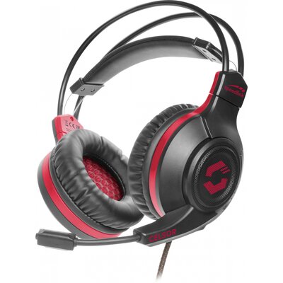 SpeedLink CELSOR Gamer Over Ear headset Vezetékes Stereo Fekete/piros Távirányító, Hangerő szabályozás, Mikrofon némítás