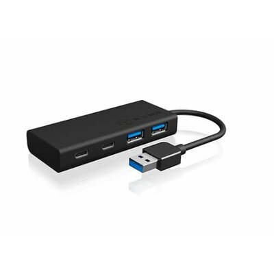 ICY BOX 4 port USB 3.2 hub Fekete