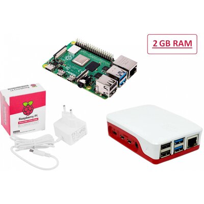 Raspberry Pi® Essentials Kit Raspberry Pi® 4 B 2 GB 4 x 1.5 GHz Tápegységgel, Házzal