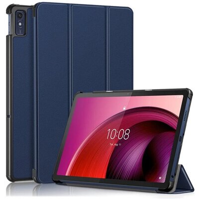 Tok álló, bőr hatású (aktív FLIP, oldalra nyíló, TRIFOLD, asztali tartó) SÖTÉTKÉK [Lenovo Tab M10 5G (TB-X607)]