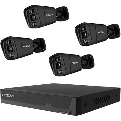 Foscam FN9108E-B4-2T BLACK FN9108E-B4-2T black LAN IP-Megfigyelő kamera készlet8 csatornás4 db kamerával3840 x 2160 pixel