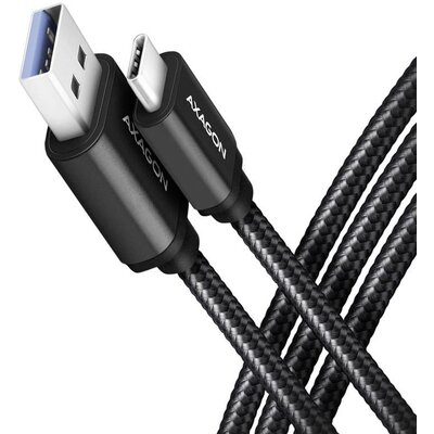 AXAGON USB kábel USB 3.2 Gen1 USB-C® dugó, USB-A dugó 1 m Fekete aranyozott érintkező BUCM3-AM10AB