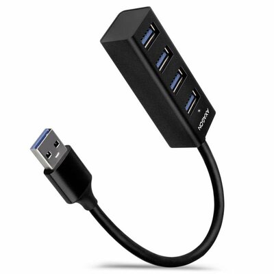 AXAGON AXAGON HUE-M1A Superspeed USB-A Mini Hub, 4x USB 3.0 - 20cm, schwarz 4 port USB 3.0 hub Fekete