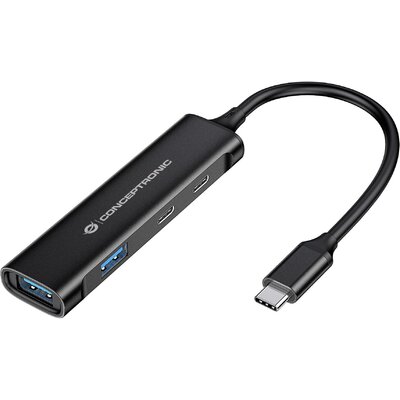 Conceptronic HUBBIES12B 4 port USB-C® (USB 3.1) Multiport hub Fekete