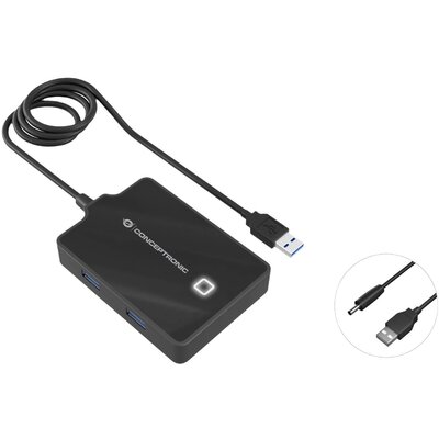 Conceptronic HUBBIES11B USB 3.1 gen. 1 hub Fekete