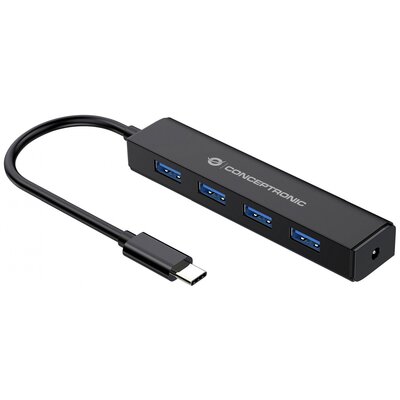 Conceptronic CTC4USB3 4 port USB-C® (USB 3.1) Multiport hub Fekete