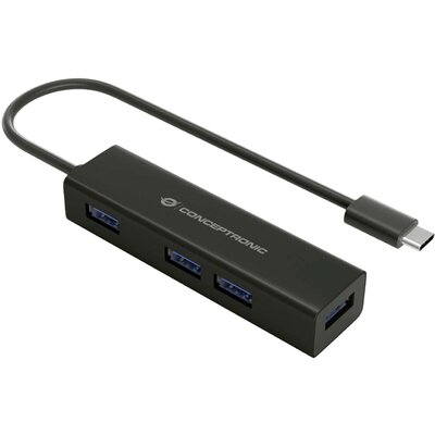 Conceptronic HUBBIES07B 4 port USB-C® (USB 3.1) Multiport hub Fekete