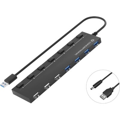 Conceptronic HUBBIES09B 7 port USB 2.0 hub Fekete