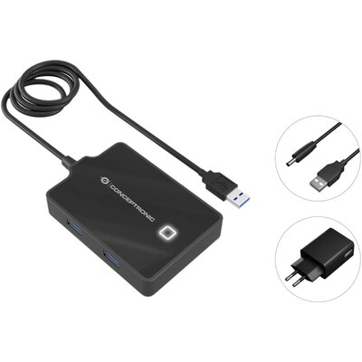 Conceptronic HUBBIES11BP USB 3.1 gen. 1 hub Fekete