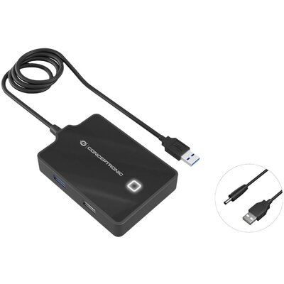 Conceptronic HUBBIES10B USB 3.1 gen. 1 hub Fekete