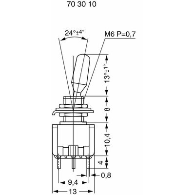 Miniatűr billenőkapcsoló 2 pólusú (BE)/KI/(BE)