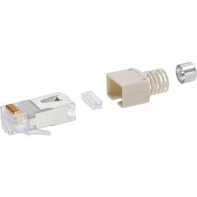 RJ45 moduláris csatlakozó dugó, egyenes, CAT5e, 8P8C, szürke, BEL Stewart Connectors CE6323 SS37