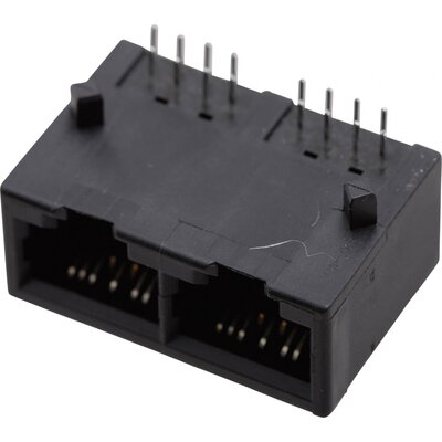 RJ45 beépíthető dupla csatlakozó aljzat, CAT5, 8P8C, vízszintes, BEL Stewart Connectors SS-718802-NF