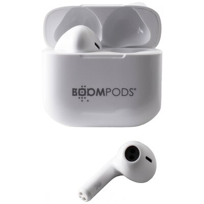 Boompods Bassline Compact In Ear fejhallgató Bluetooth® Fehér Headset, Személyre szabható hang, Hangerő szabályozás, Izzadásálló, Érintéses vezérlés