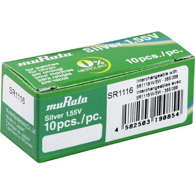 Murata Gombelem 366 1.55 V 10 db 30 mAh Ezüstoxid SR1116-PBWW