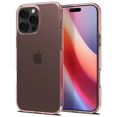 Apple iPhone 16 Pro Max, Szilikon tok, Spigen Crystal Flex, átlátszó/vörösarany