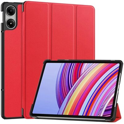 Tok álló, bőr hatású (aktív FLIP, oldalra nyíló, TRIFOLD, asztali tartó) PIROS [Xiaomi Redmi Pad Pro]