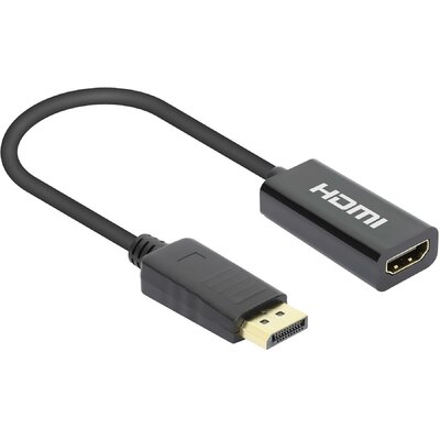 Manhattan 153713 Kijelző csatlakozó Átalakító [1x HDMI alj - 1x DisplayPort dugó] Fekete 15 cm