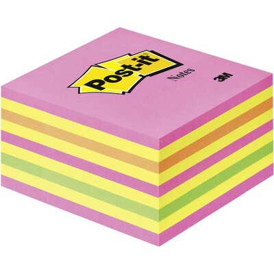 Post-it Öntapadó jegyzettartó kocka 2028NP 76 mm x 45 mm Neon rózsaszín, Neonzöld, Rózsa, Sárga 450 lap