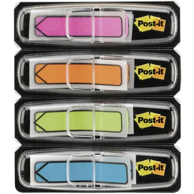 Post-it® Index (H x Sz) 43.2 mm x 11.9 mm, rózsaszín, narancs, Aqua kék műanyag 684ARR4 3M, tartalom: 4 db