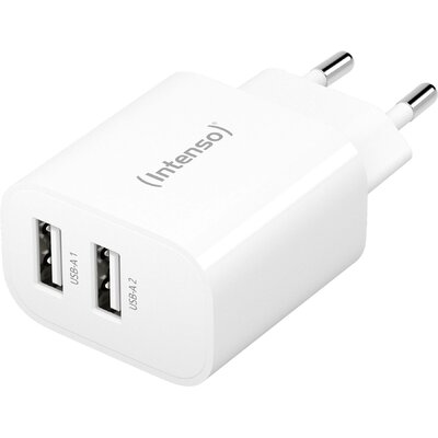 Intenso W24AA USB-s töltőkészülék 24 W Beltér Kimeneti áram (max.) 2.4 A USB-A Kimenetek száma: 2 x