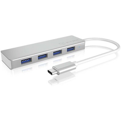 ICY BOX IB-HUB1425-C3, 4 Port USB 3.0 Type-C® Hub, 1x Type-C zu 4x Type-A 4 port USB-C® (USB 3.1) Multiport hub Ezüst