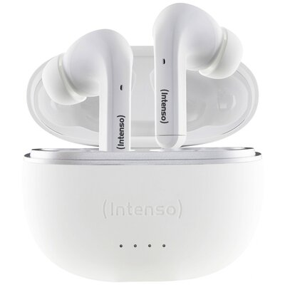 Intenso T302A In Ear headset Bluetooth® Stereo Fehér Noise Cancelling Elemtöltés kijelzés, Headset, Töltőtok, Érintéses vezérlés