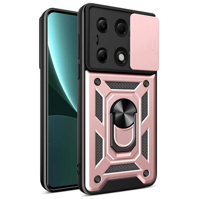 Defender szilikon telefonvédő (ütésállóság, tartógyűrű, kameravédő) ROZÉARANY [Xiaomi Poco M6 Pro 4G / Redmi Note 13 Pro 4G]