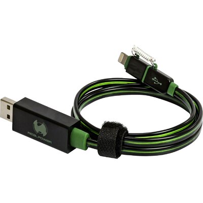 RealPower USB kábel USB 2.0 USB-A dugó, Apple Lightning dugó 0.75 m Zöld LED-del 185962