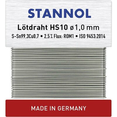 Stannol HS10 Forrasztóón, ólommentes Ólommentes Sn99,3Cu0,7 ROM1 30 g 1 mm