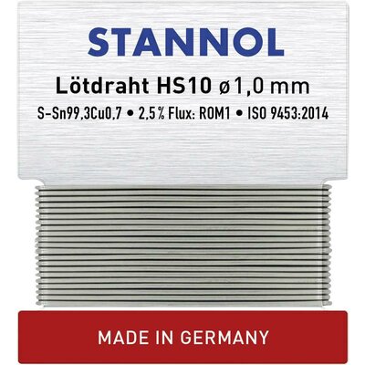 Stannol HS10 Forrasztóón, ólommentes Ólommentes Sn99,3Cu0,7 ROM1 6 g 1 mm