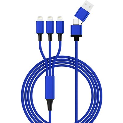 Smrter USB töltőkábel USB 2.0 USB-A dugó, USB-C® dugó, Apple Lightning dugó 1.20 m Kék SMRTER_TRIO_L_NB