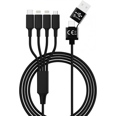 Smrter USB töltőkábel USB-A dugó, USB-C® dugó, Apple Lightning dugó, Apple Lightning dugó, USB mikro B dugó 1.20 m Fekete SMRTER_ELITE_L_BK