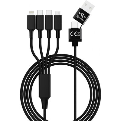 Smrter USB töltőkábel USB-A dugó, USB-C® dugó, USB-C® dugó, Apple Lightning dugó, USB mikro B dugó 1.20 m Fekete SMRTER_ELITE_C_BK