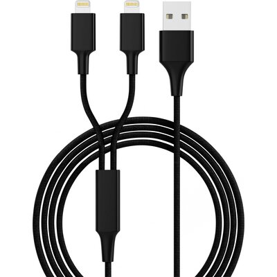 Smrter USB töltőkábel USB 2.0 USB-A dugó, Apple Lightning dugó 1.20 m Fekete SMRTER_HYDRA_DUO_L_BK