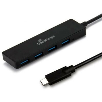 MediaRange MRCS508 4 port USB-C® (USB 3.1) Multiport hub Fekete