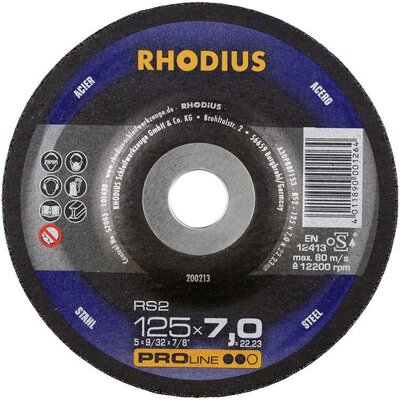 Rhodius 200184 RS2 Nagyolótárcsa, hajlított Ø 115 mm Furat átmérő 22.23 mm Acél 1 db