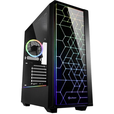 Sharkoon RGB LIT 100 Midi torony Számítógép ház Fekete