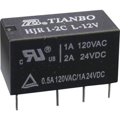 Tianbo Electronics HJR1-2C-L-24VDC Nyák relé 24 V/DC 2 A 2 váltó 1 db