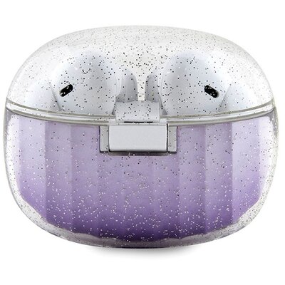 GUESS wireless fülhallgató bluetooth TWS + docking station GUTWSHDGKEEU (Glitter gradient) purple