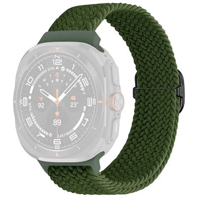 Pótszíj (egyedi méret, textil, szőtt minta) SÖTÉTZÖLD [Samsung Galaxy Watch Ultra eSIM 47mm (SM-L705)]