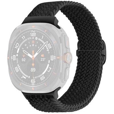 Pótszíj (egyedi méret, textil, szőtt minta) FEKETE [Samsung Galaxy Watch Ultra eSIM 47mm (SM-L705)]