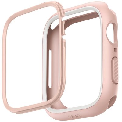 Apple Watch 1-6, SE (40 mm) / Watch 7-8 (41 mm), Műanyag + szilikon védőkeret, szíj nélkül, közepesen ütésálló, 2 db cserélhető kerettel, Uniq Moduo, rózsaszín